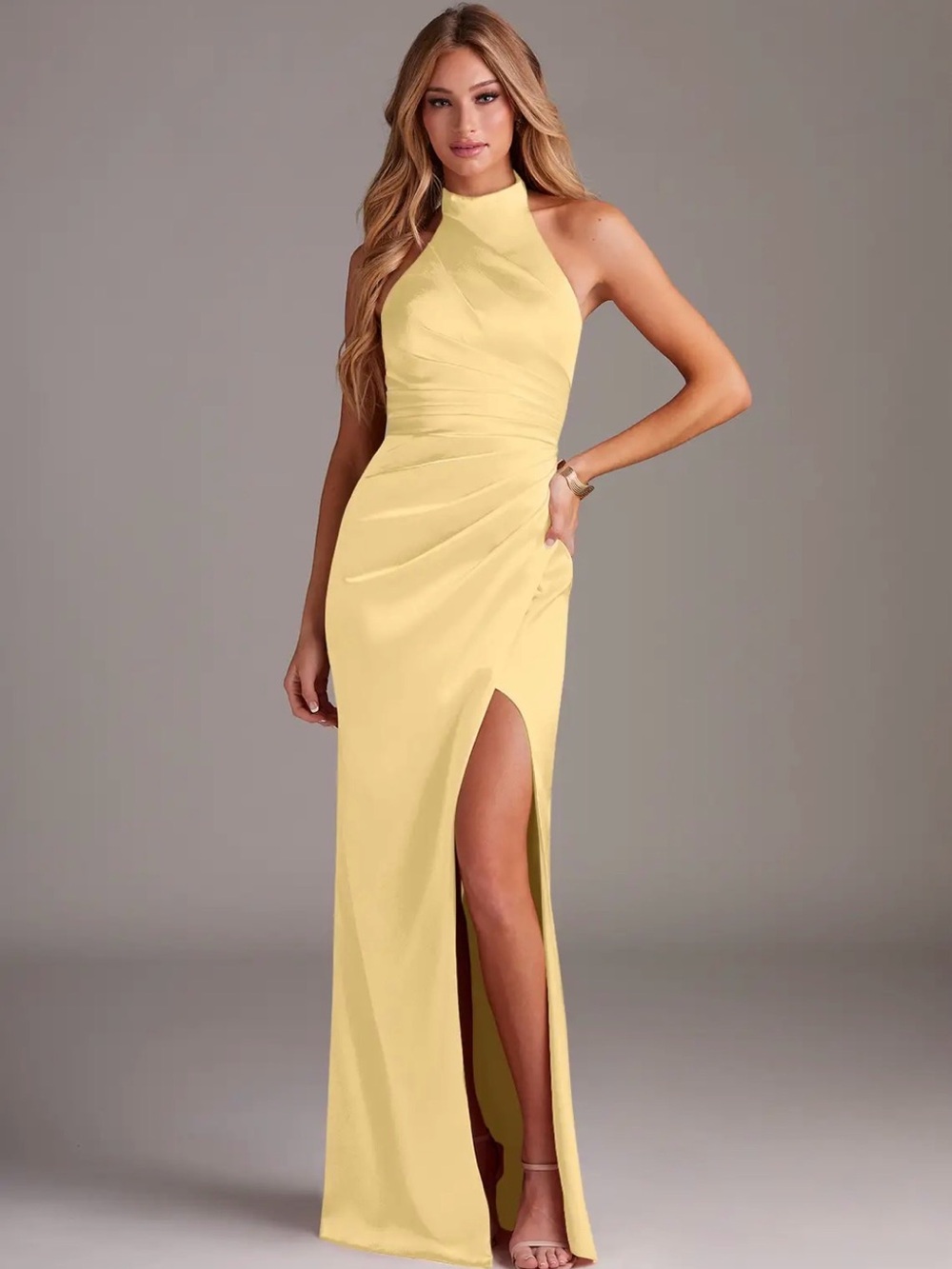 Azazie “Jemma” Bridesmaid’s Dress - Butter Yellow Satin